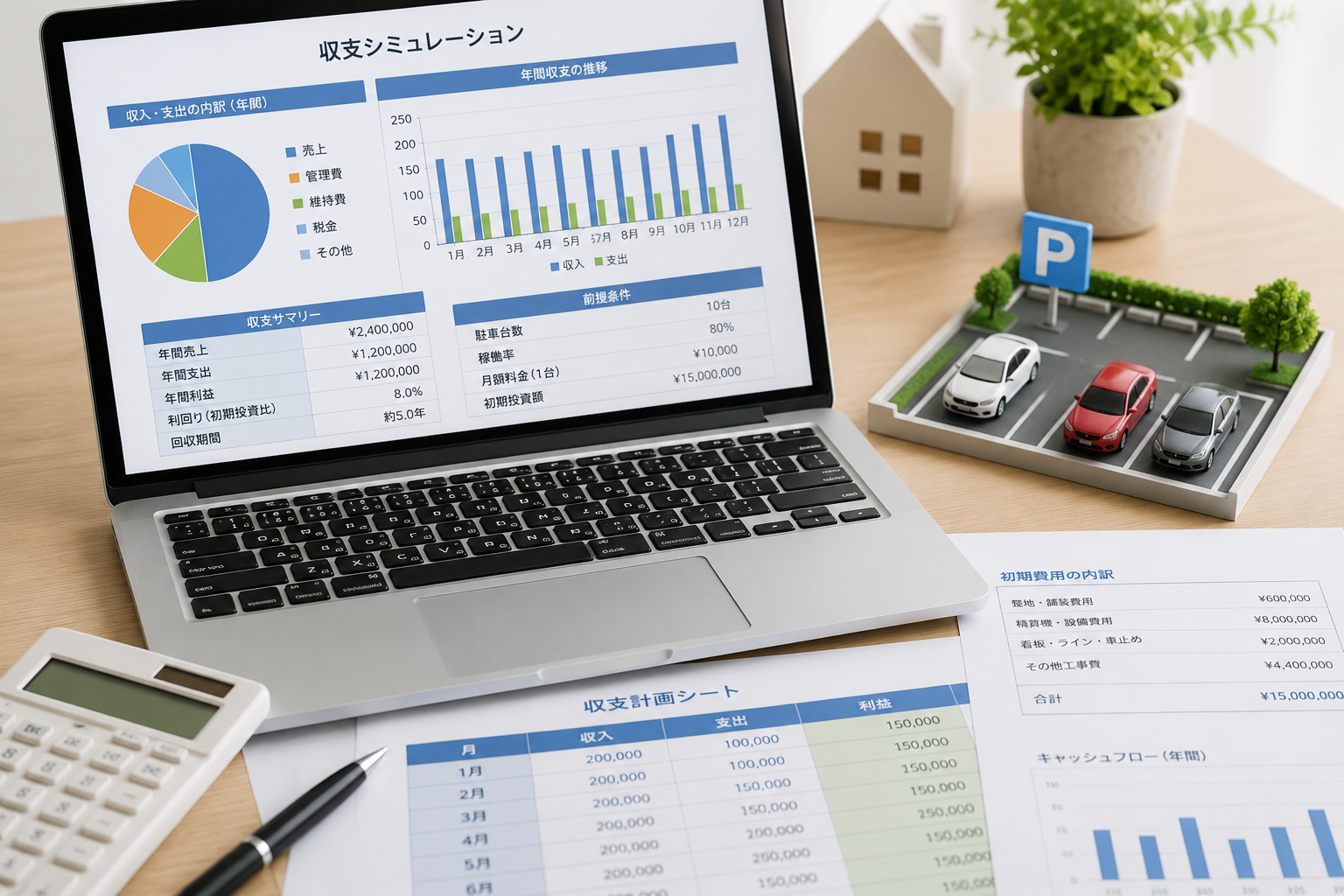 駐車場経営の収支シミュレーション完全ガイド｜初期費用・利回り・回収期間まで解説